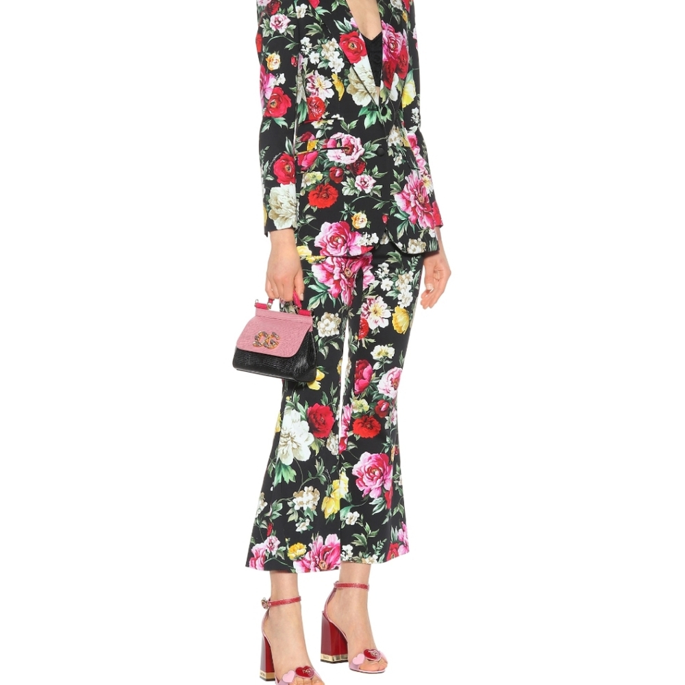Dolce & Gabbana Floral Print High Waist Cropped Pants Size 40